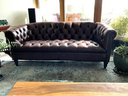 Chesterfield Couch Sofa Echtleder Massiv