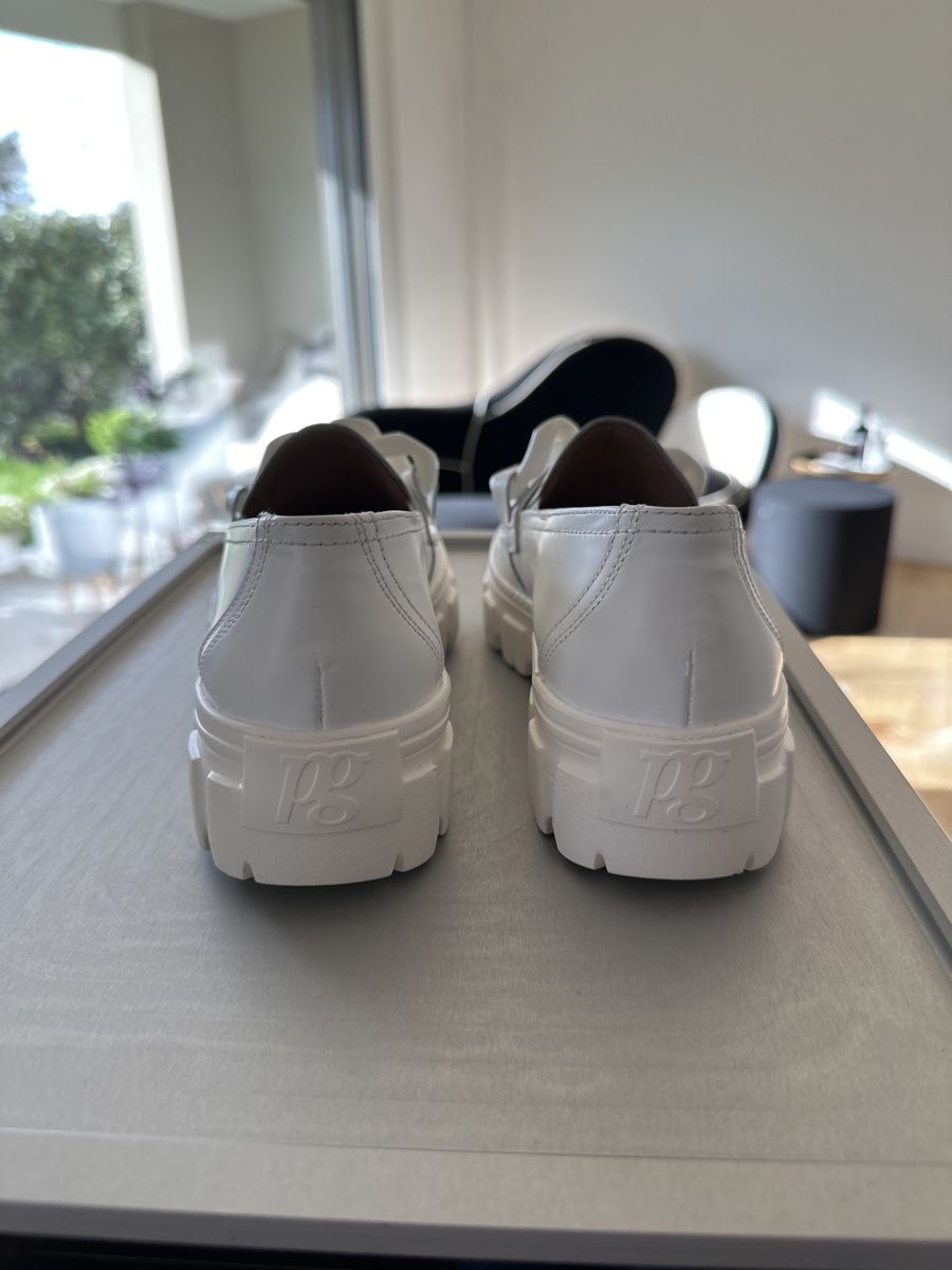 Damenschuhe: Weisse Leder Loafer Gr. 38 Chunky Kette PG – Neu (gemäss Beschreibung) aus Baar von dag_q85r 2