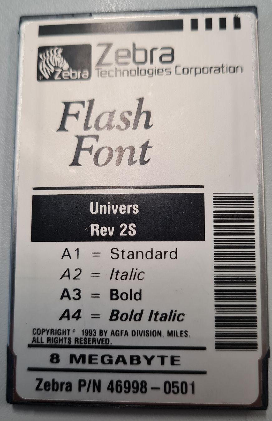 Schede di memoria: Flash Font 8 Megabyte Speicher von Zebra – Usato da Horw venduto da Arta20000