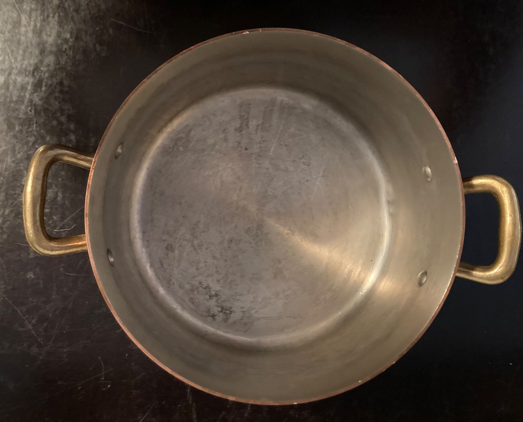Pfannen: Kupfertopf mit Deckel Messinggriffe gebraucht, 16,3 cm – Gebraucht aus Riniken von begeh-r-bar 1