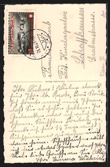 Cartoline postali: AK Riehen, Garten an der Kirche, 1944 – Usato da Berlin venduto da bartko-reher 1
