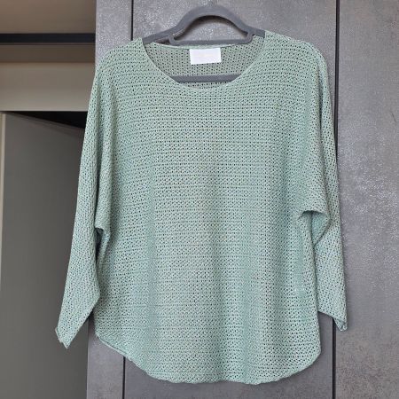 🐸 ZADIG & VOLTAIRE PULLOVER SILBER & MINT M LOCHSTRICK