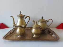 antikes Kaffee- Teeservice  5-teilig  Metall versilbert
