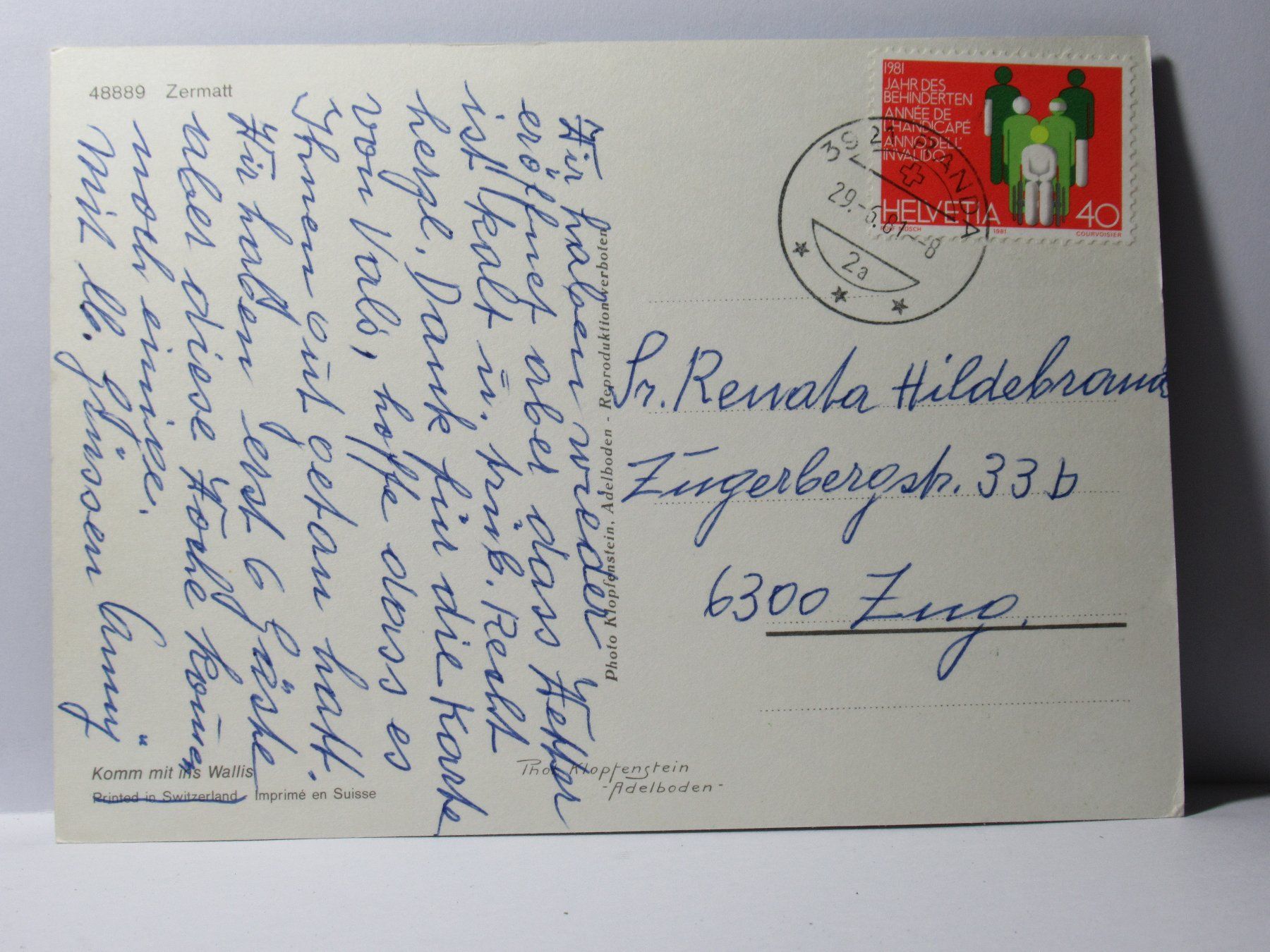 Cartoline postali: Zermatt  , Tracht , Matterhorn – Usato da Grenchen venduto da Bluemchen1900 1