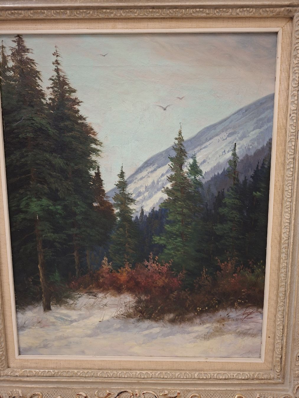 Dipinti: Gemälde Winterlandschaft mit Berg und Tannen – Usato da Olten venduto da Mezopotamya 1