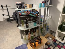 Bartisch Glas Metall 3 Ablageflaeche