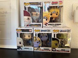 5 figurines - Funko Pop, Avengers, Boruto, Albus,Witcher NEW
