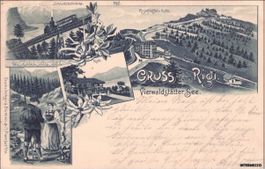 Rigi // 1899 Litho Gruss vom Rigi // Lithographie