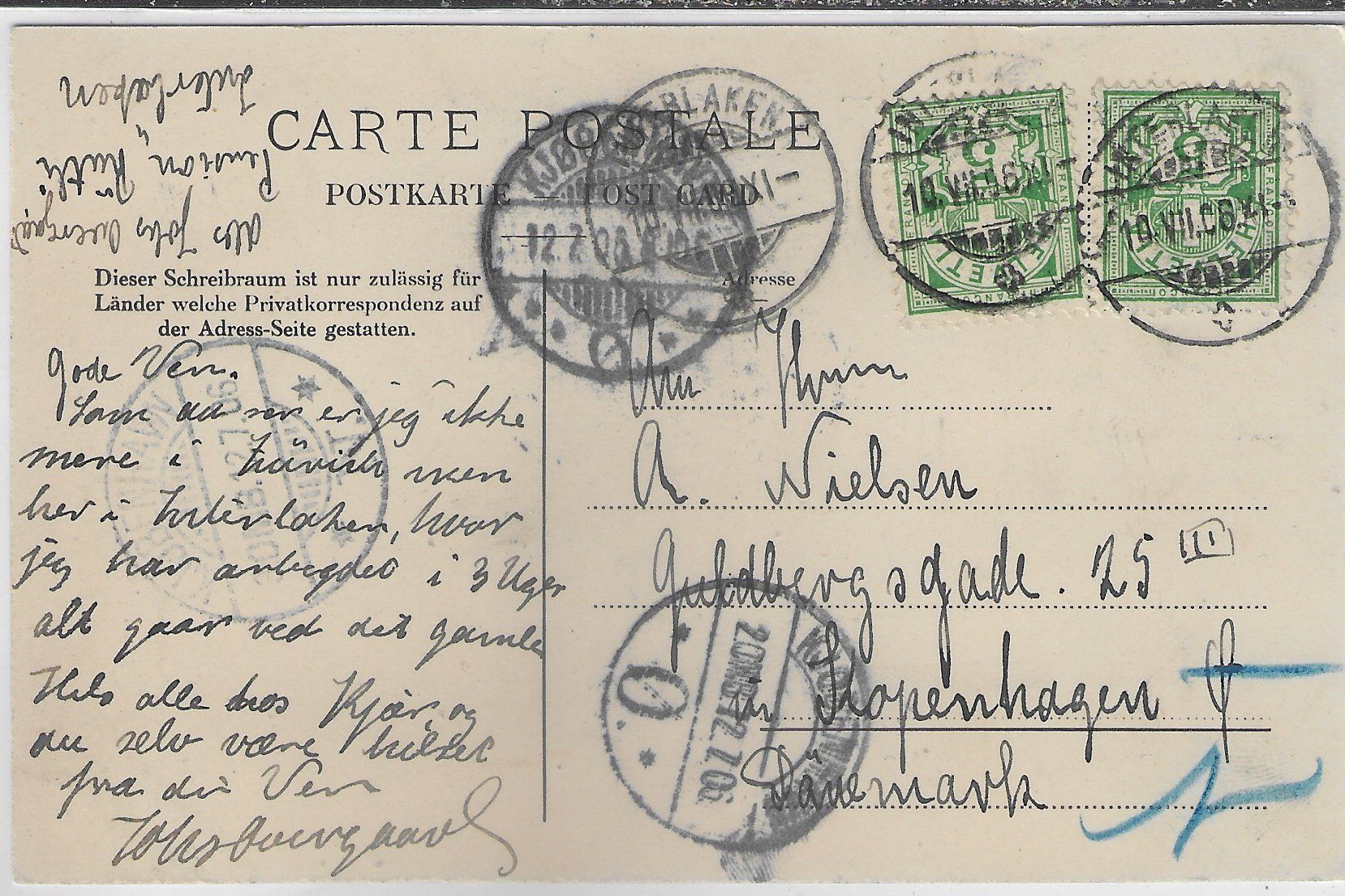 Cartoline postali: Interlaken - Höhenweg - animee – Usato da Ettingen venduto da Kartenplanet 1
