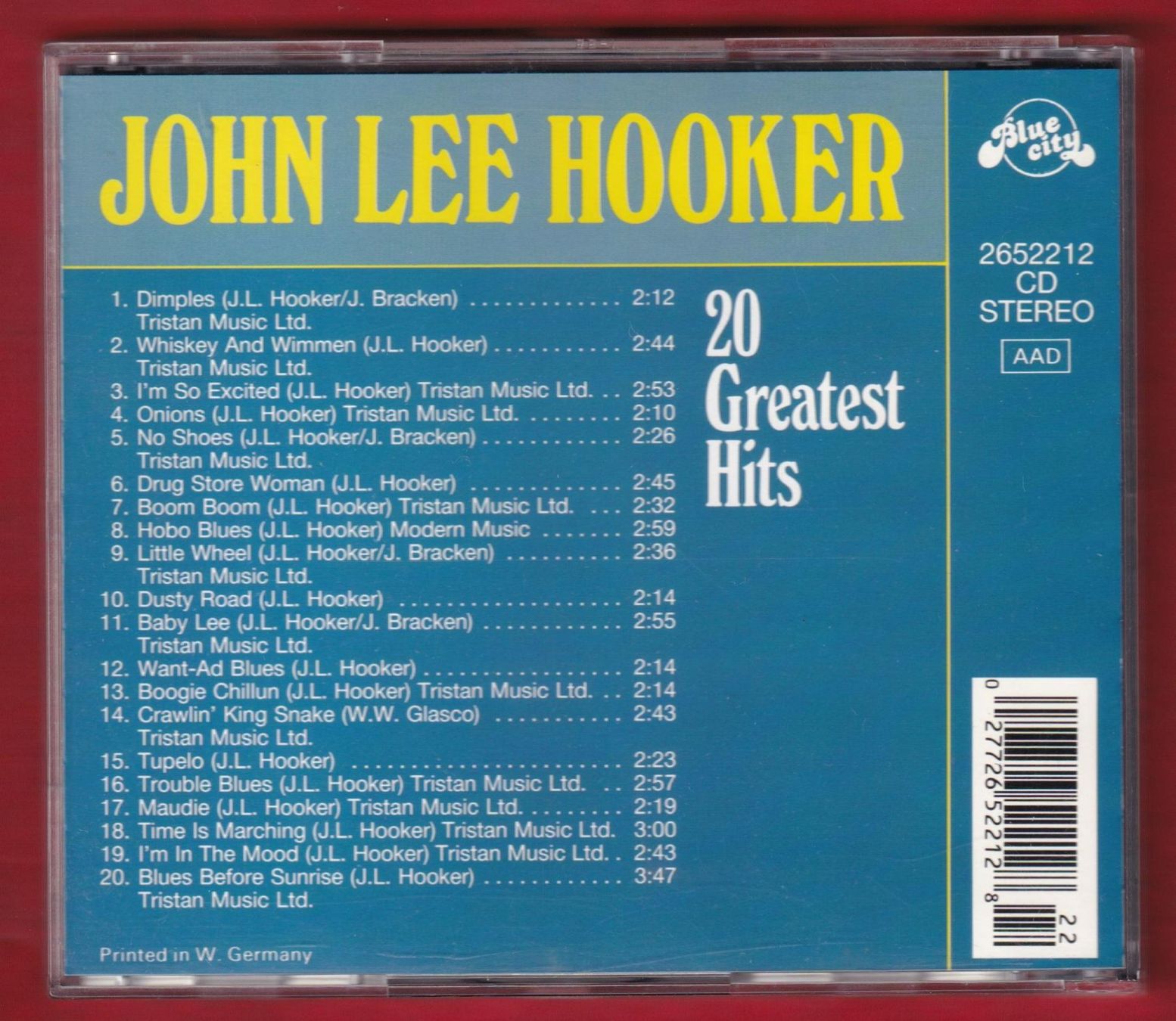 CD: John Lee Hooker - 20 Greatest Hits (CD) – Usato da Zürich venduto da Pfluftl2000 1
