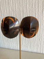 Paire de boucles d'oreilles vintage marron motif écailles