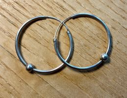 Silber Creolen Ohrringe mit Kugel – 925 Sterling Silber