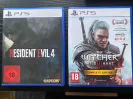 Selling PS5 games, The Witcher 3 Wild Hunt + Resident Evil 4