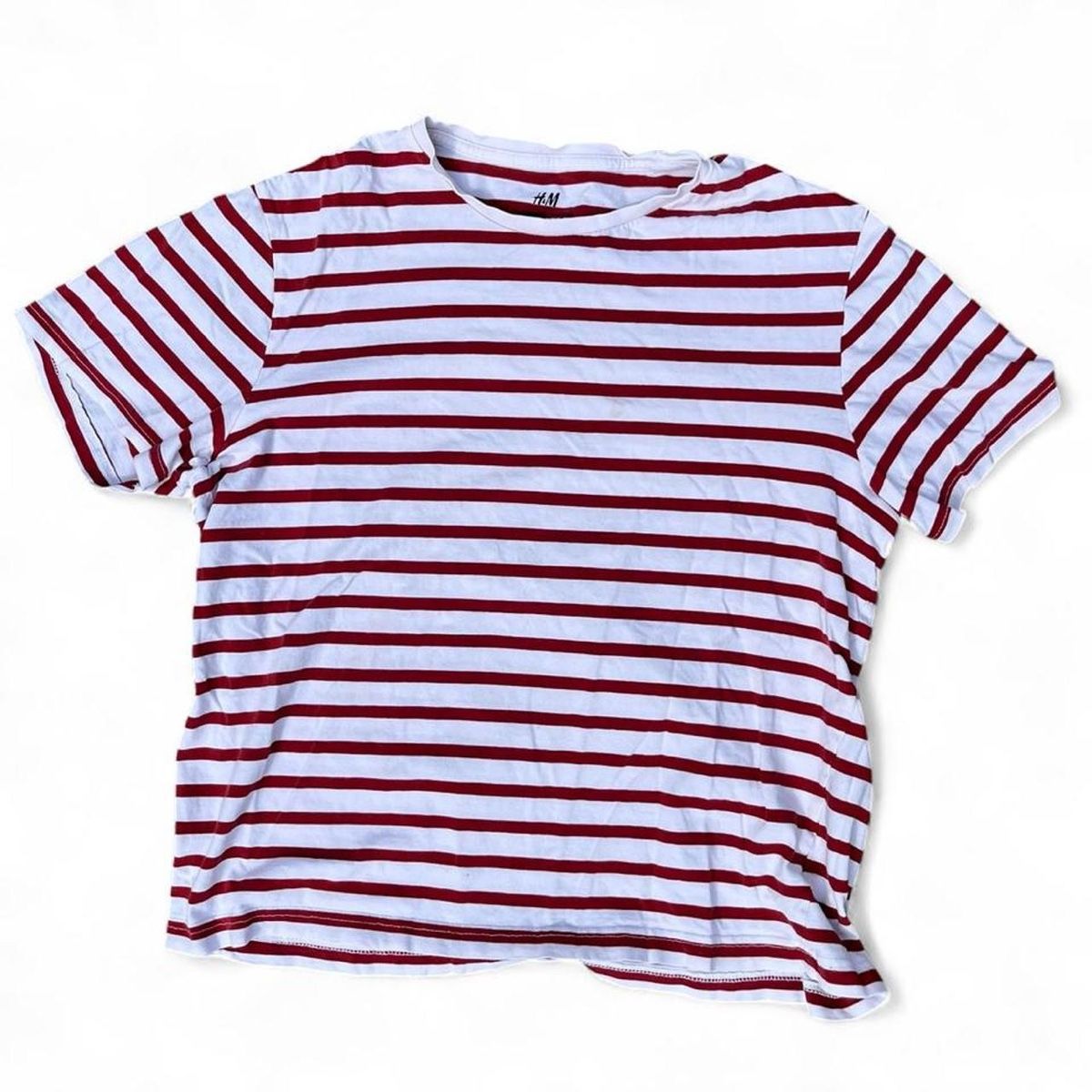 H&M T-shirt: H&M Striped Basic Tshirt Rot Weiss – Usato da Riehen venduto da art_c76v