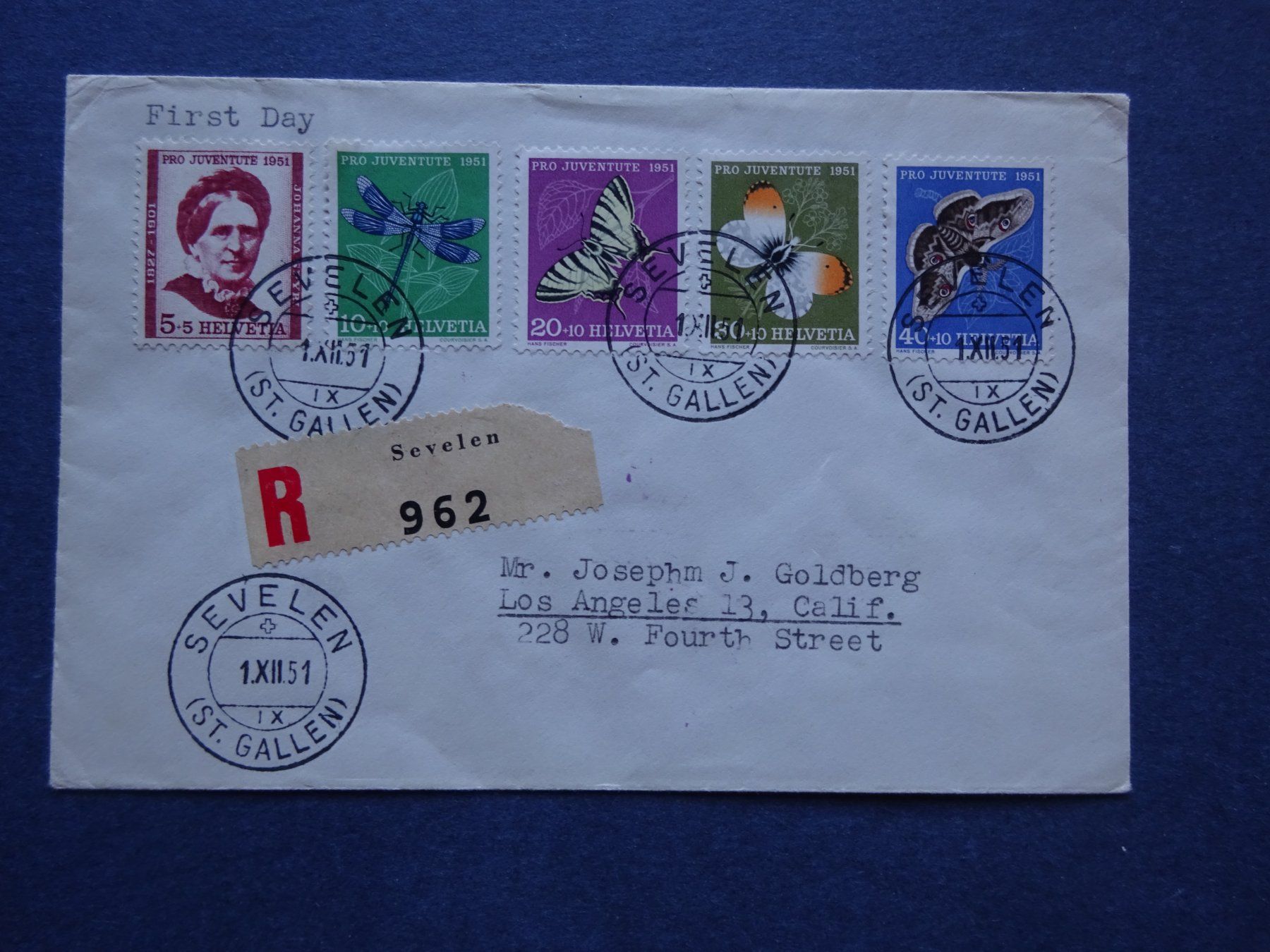 Tutti i francobolli: 1951 Pro Juventute FDC ET-SEVELEN – Usato da Appenzell-Steinegg venduto da adi1975 1