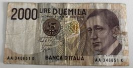 2000 Lire Italien Banknote 1990