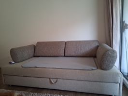 Daybed with pull-out bed, beige, good condition
