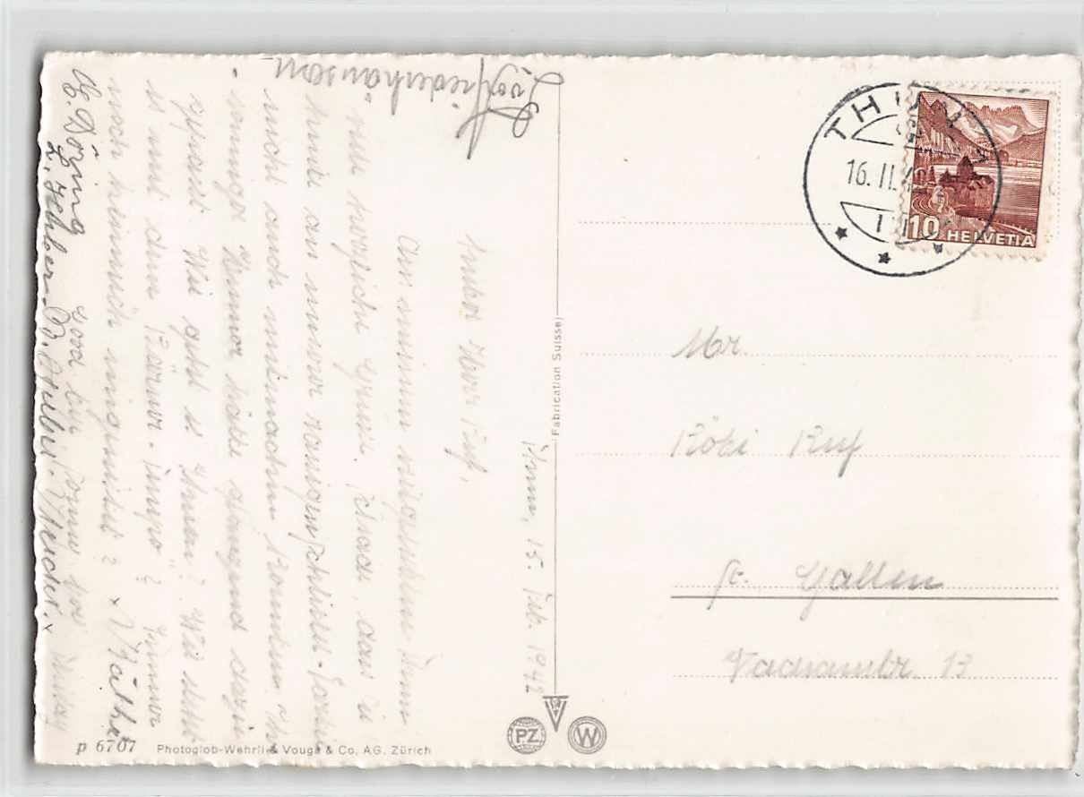 Ansichtskarten: GRUSS aus THUN BE 1942 – Gebraucht aus Winterthur von SchatzchischtliWinti 1