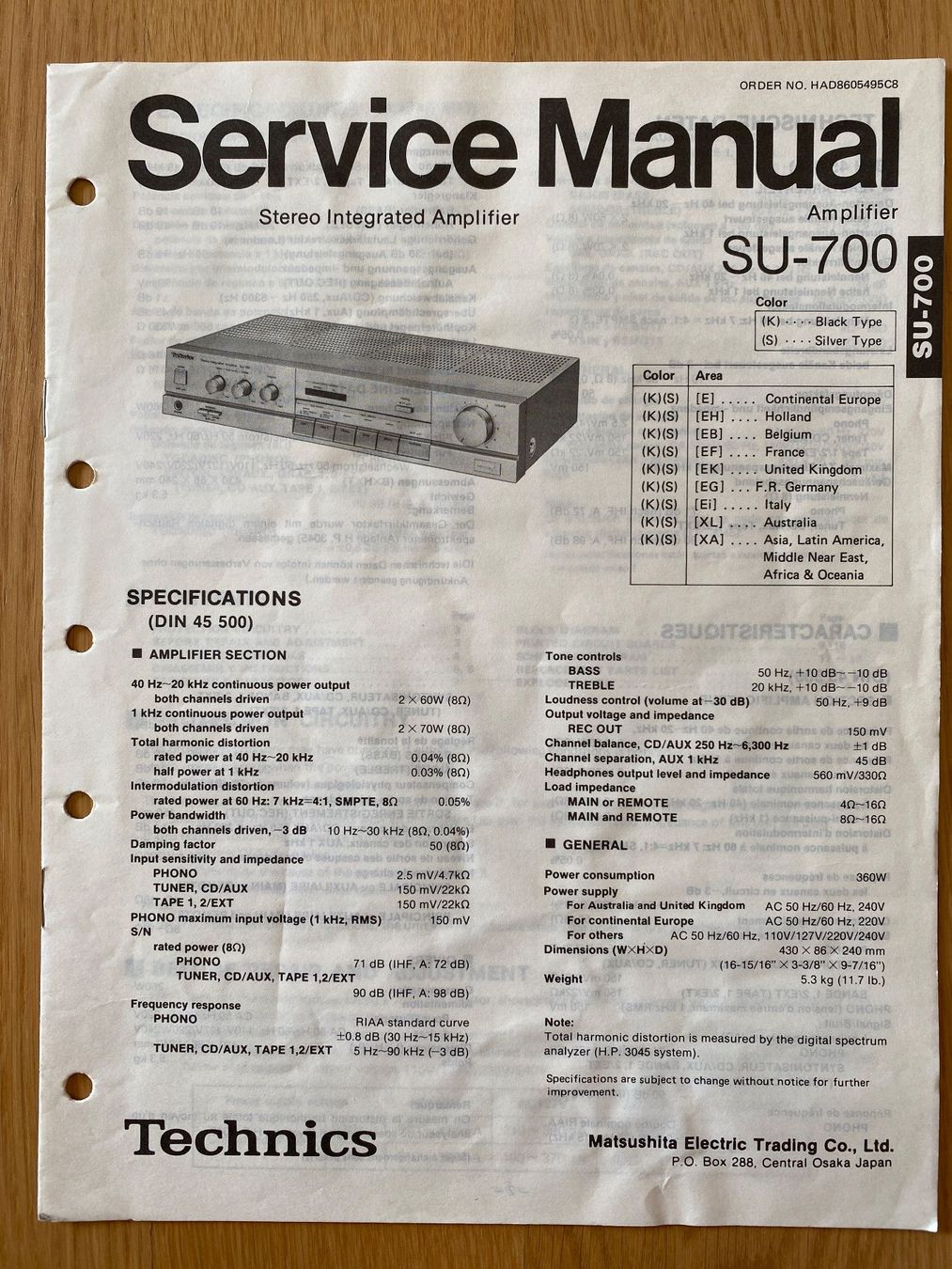 Technics Amplificateurs: Service Manual TECHNICS Amplifier SU-700 – D'occasion à Erlenbach ZH par Leaford