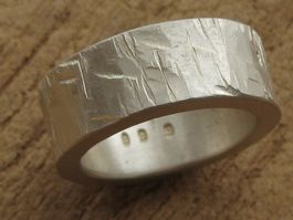 breiter UNIKAT Ring Silber 999 Hammerschlag / Gr. 55