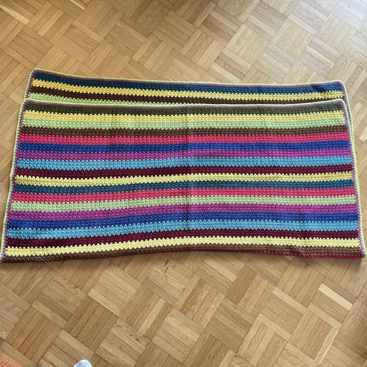 Decken: Handgestrickte Decke mehrfarbig gestreift – Gebraucht aus Bern von dek_7bjd 3