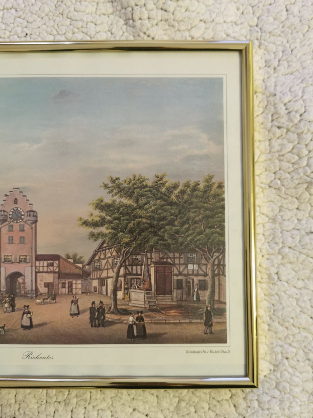 Grafica & Litografie: Alte Lithographie "Richendorfer Stadttor Basel" gerahmt – Usato da Basel venduto da adler024 1