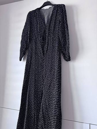 MNG Maxikleid schwarz-weiss gemustert XXS