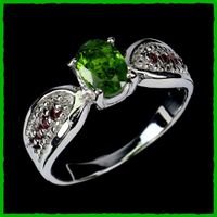 ♛ Chrome Diopside / Garnet 925 Silberring