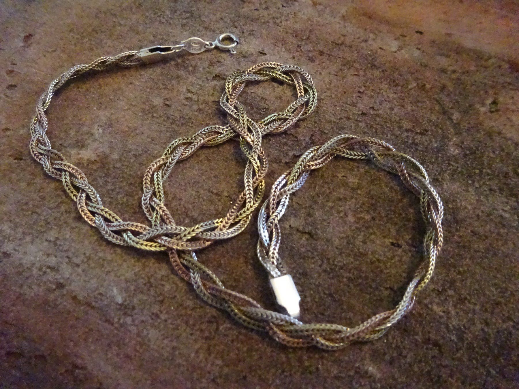 Catenine: Kette Flachpanzer Tricolor / 925 Silber – Usato da Esslingen venduto da FetteSchnecke 4