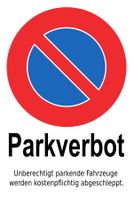 Blechschild Parkverbot 45 x 30 Schild Parkverbotsschild Auto