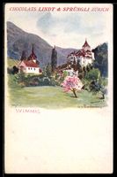Künstler-AK Wimmis, Schloss und Kirche