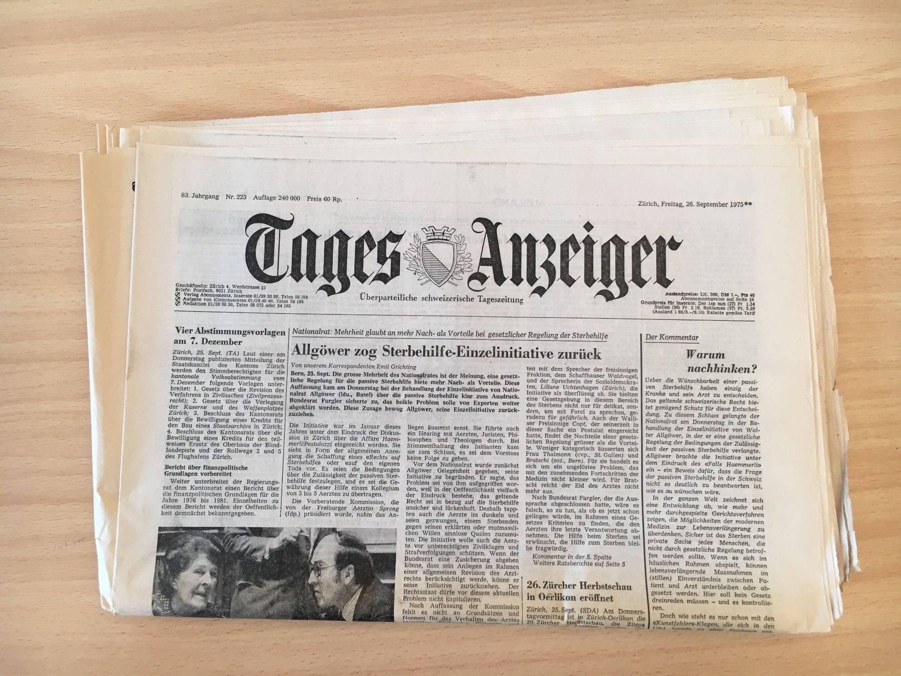 Zeitschriften & Magazine: Tagesanzeiger vom 26. September 1975 – Gebraucht aus Luzern von Jiggy_8898