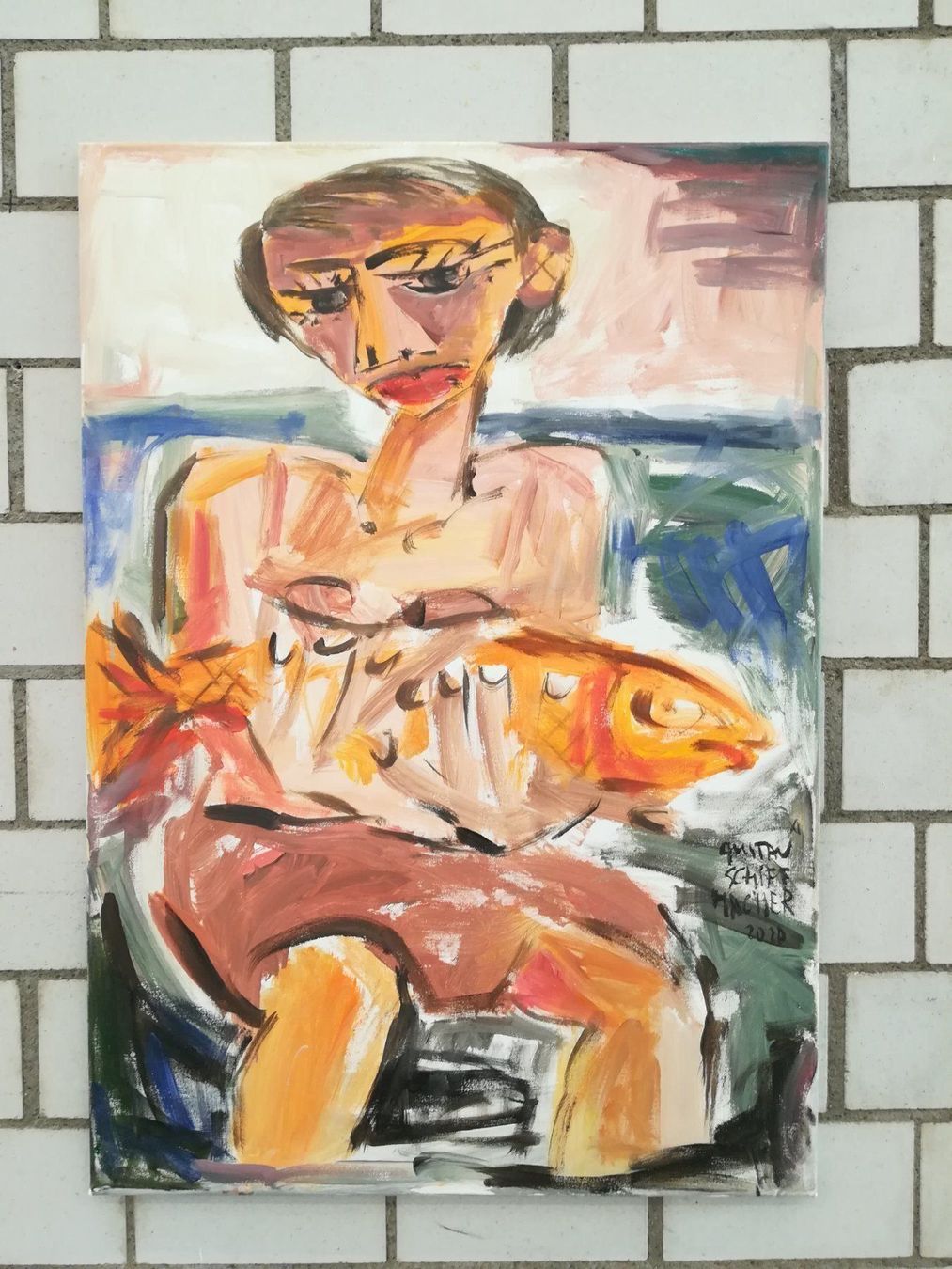 Gemälde: Mädchen mit einem Fisch – Neu (gemäss Beschreibung) aus Udligenswil von beewhisperer 1