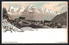 Litho Mürren, Ortsansicht aus der Vogel