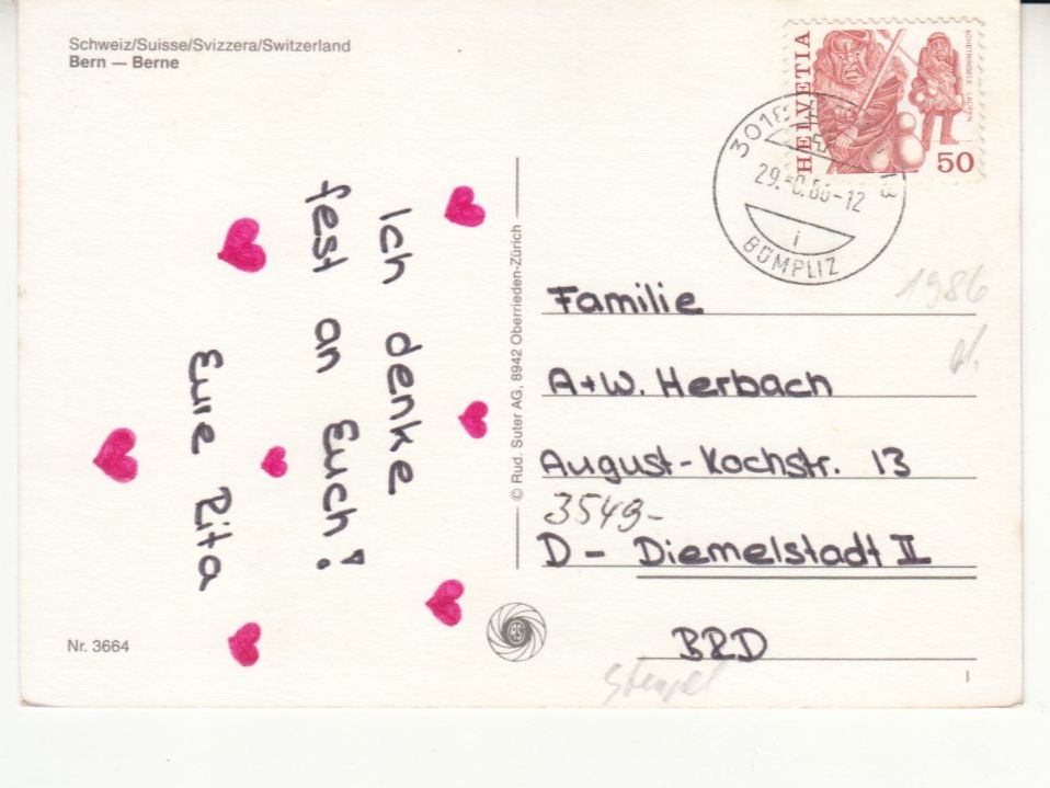 Cartoline postali: Bern 1986 – Usato da Bürglen TG venduto da StampGraf 1