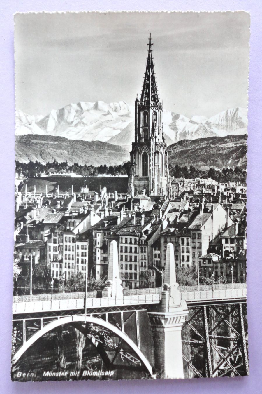 Cartoline postali: Bern, Münster mit Blümlisalp – Difettoso da Fétigny venduto da Billy2miny