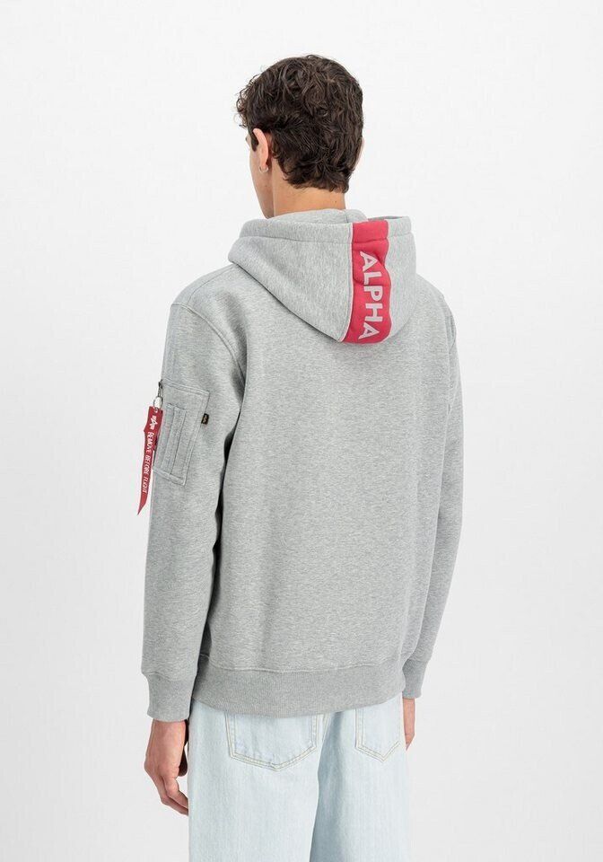 Alpha Industries Maglioni & Felpe: Alpha Industries Red Stripe Hoody Grey Heather L – Nuovo e nell'imballaggio originale da Düdingen venduto da BluePalm 2