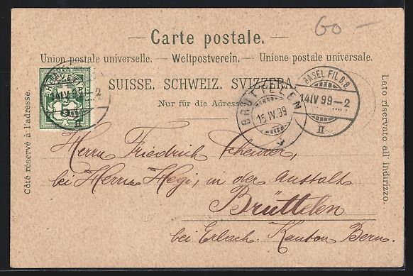 Cartoline postali: Litho Basel, Blick über die Dächer – Usato da Berlin venduto da bartko-reher 1