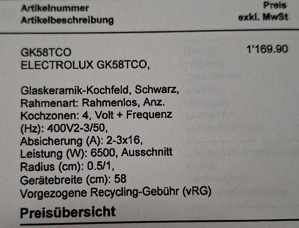 Herde: Glaskeramik-Kochfeld Schwarz – Gebraucht aus Uttigen von mic_87nh 1