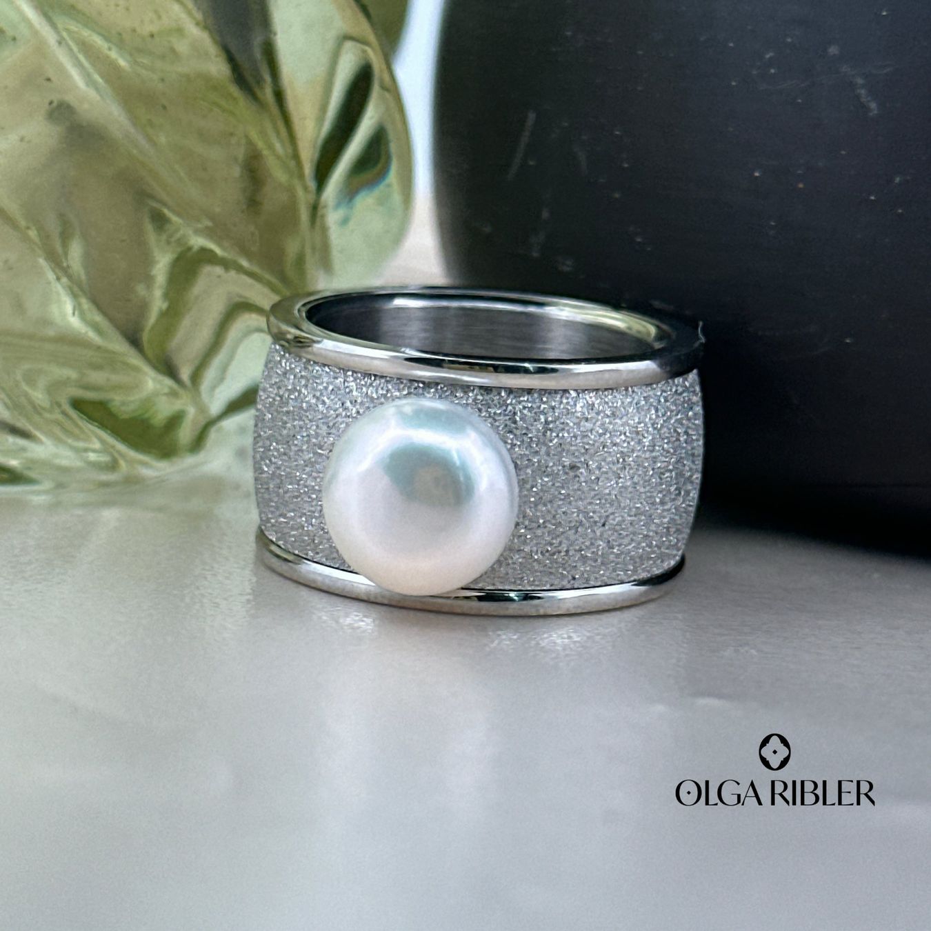 Olga Ribler Anelli: Statement- Edelstahl Ring mit Süsswasserperle Gr 60 – Nuovo (secondo la descrizione) da Luzern venduto da Schmuckoutlet 4