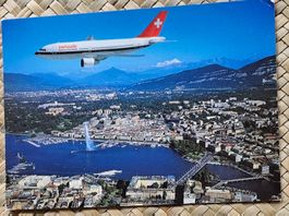 SUISSE SWISSAIR Airbus au-dessus de GENEVE