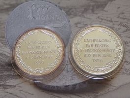 2 x 1 UNZE Silber Schweizer Nachprägung 5 Fr.1850 ((STGL))