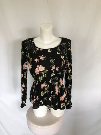 Superbe blouse Zebra noire à motifs floraux taille XS 34 36
