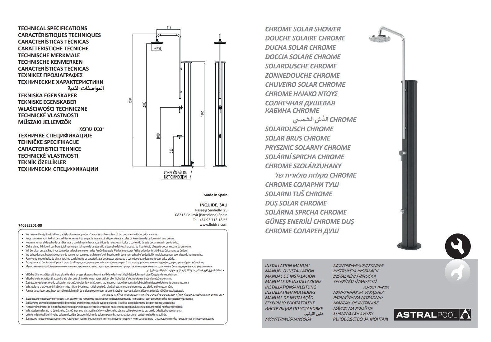 Docce: CHROME SOLAR SHOWER – Nuovo e nell'imballaggio originale da Agno venduto da Olialby 1
