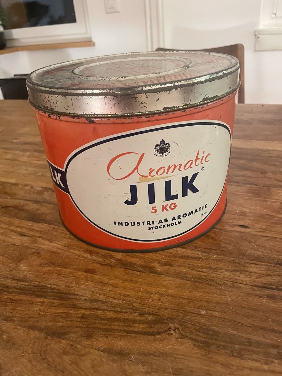Tutte le decorazioni: Vintage Blechdose "Aromatic Jilk" Schweden – Usato da Zürich venduto da Lenine