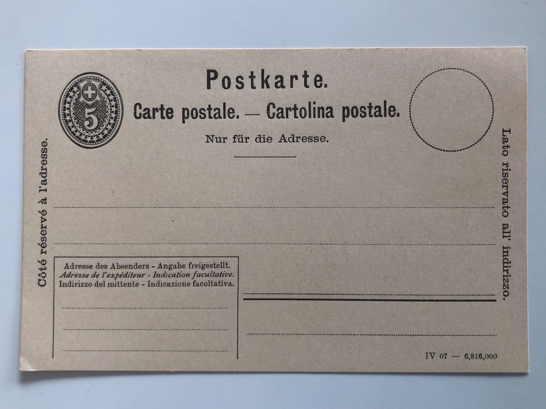 Tutti i francobolli: antike Postkarte, 5 Cts, ungebraucht – Nuovo (secondo la descrizione) da Biel/Bienne venduto da TomBaBi