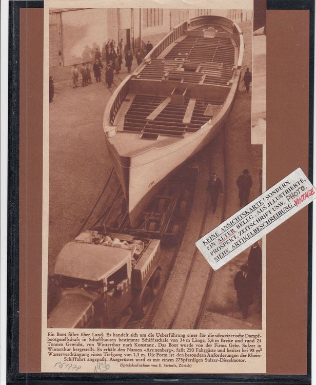SH TRANSPORT NEUES SCHIFF- SCHAFFHAUSEN, ARENENBERG 1936 (Gebraucht) in ...