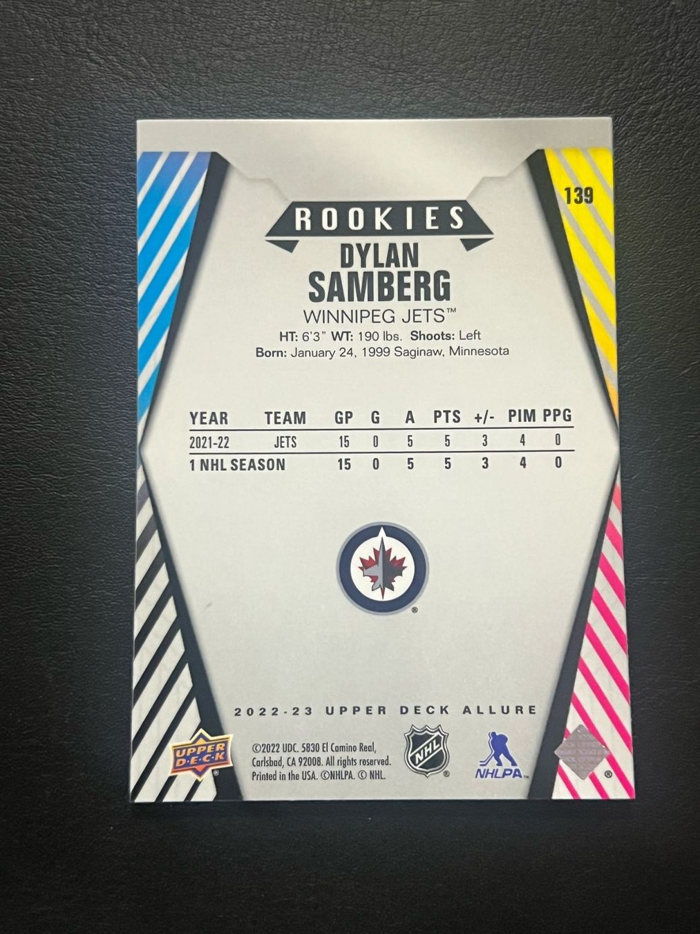 NHL Carte collezionabili: Dylan Samberg 2022 Allure Rookies Winnipeg Jets – Nuovo (secondo la descrizione) da Möhlin venduto da SwissHockeyCards 1