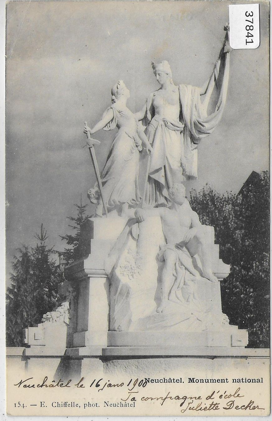 Cartoline postali: Neuchatel - Monument national – Usato da Ettingen venduto da Kartenplanet