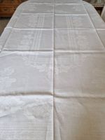 Damast Tischdecke, Monogramm JD ,Rosenmuster, 200x160cm